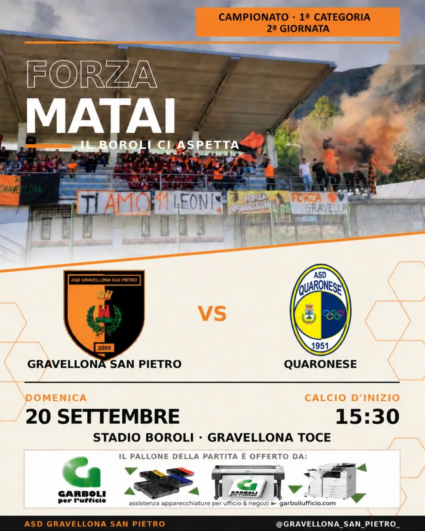 Seconda di campionato per i nostri #Matai Vi aspettiamo al Boroli!