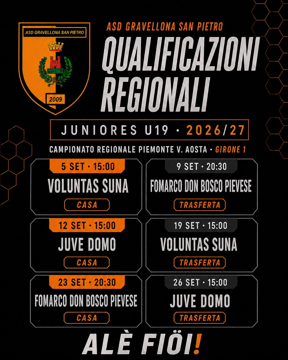 Sei partite per inseguire un obiettivo importante: conquistare l’accesso al Campionato Regionale. Il cammino della nostra Juniores U19 sta per cominciare. Serviranno impegno, cara…